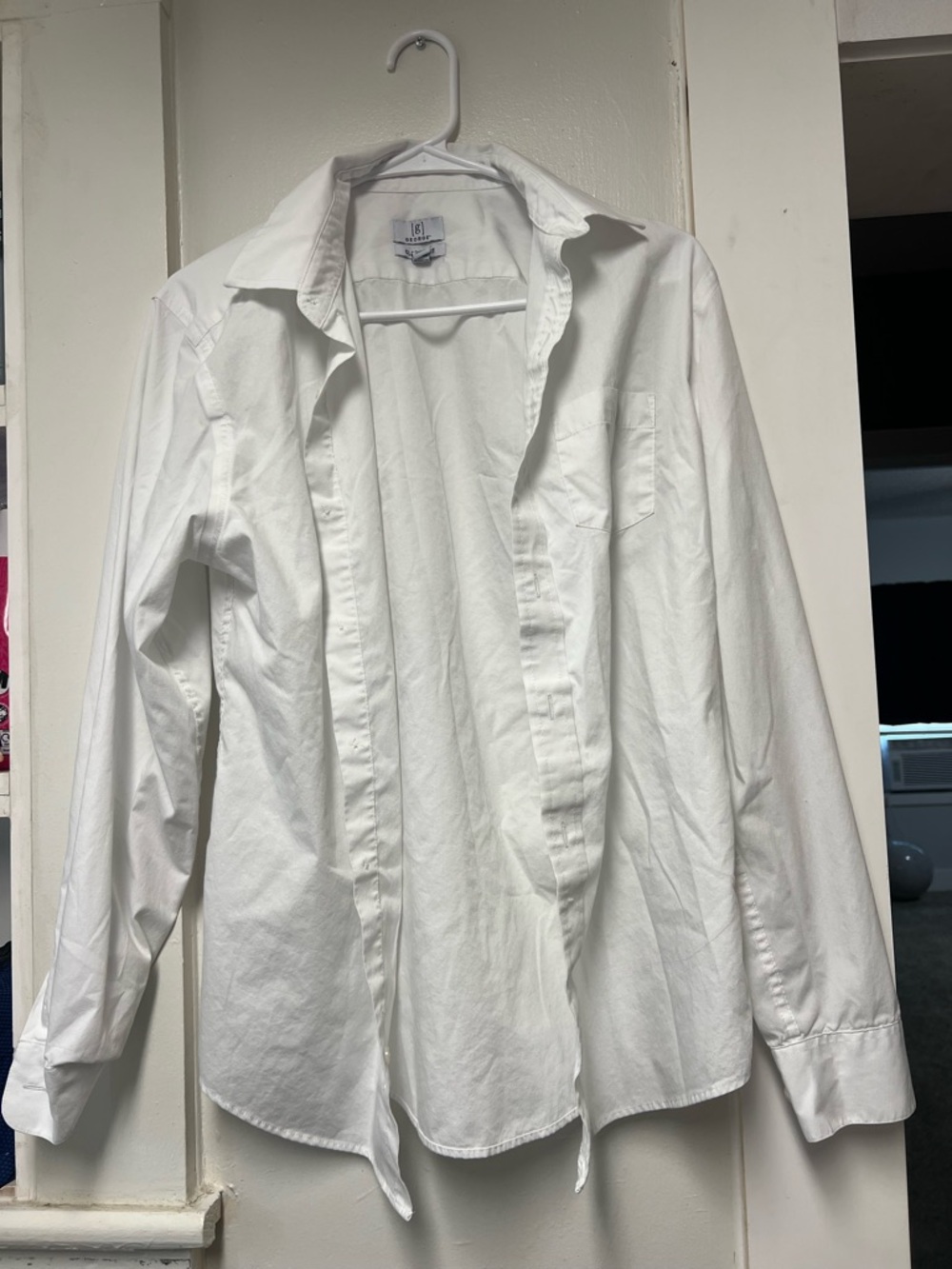 George Men's White Long-Sleeve Dress Shirt